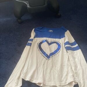 Justice Blue Shirt with Heart Accents